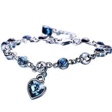 Load image into Gallery viewer, Women Silver Color Ocean Heart Crystal Bracelet Fashion Elegant Blue Crystal Heart Charm Fine Jewelry Gift
