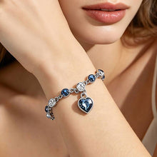 Load image into Gallery viewer, Women Silver Color Ocean Heart Crystal Bracelet Fashion Elegant Blue Crystal Heart Charm Fine Jewelry Gift
