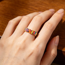 Load image into Gallery viewer, Colorful Inlaid Zircon Niche Design Ring Irregular Geometric Fashion Temperament for Wedding Banquet Daily Accessories
