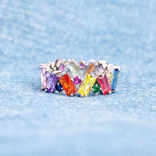 Load image into Gallery viewer, Colorful Inlaid Zircon Niche Design Ring Irregular Geometric Fashion Temperament for Wedding Banquet Daily Accessories

