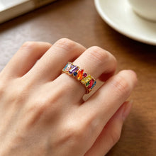 Load image into Gallery viewer, Colorful Inlaid Zircon Niche Design Ring Irregular Geometric Fashion Temperament for Wedding Banquet Daily Accessories
