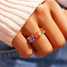 Load image into Gallery viewer, Colorful Inlaid Zircon Niche Design Ring Irregular Geometric Fashion Temperament for Wedding Banquet Daily Accessories

