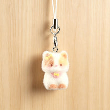 Load image into Gallery viewer, Kawaii Resin Flocked 3D Cat Keychain Cute Animal Shape Pendant Phone Lanyard Hanging Charm DIY Accessories

