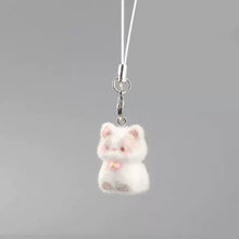 Load image into Gallery viewer, Kawaii Resin Flocked 3D Cat Keychain Cute Animal Shape Pendant Phone Lanyard Hanging Charm DIY Accessories
