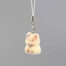 Load image into Gallery viewer, Kawaii Resin Flocked 3D Cat Keychain Cute Animal Shape Pendant Phone Lanyard Hanging Charm DIY Accessories
