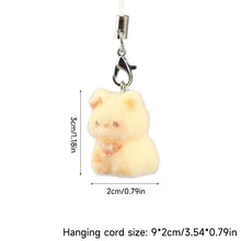 Load image into Gallery viewer, Kawaii Resin Flocked 3D Cat Keychain Cute Animal Shape Pendant Phone Lanyard Hanging Charm DIY Accessories
