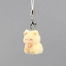 Load image into Gallery viewer, Kawaii Resin Flocked 3D Cat Keychain Cute Animal Shape Pendant Phone Lanyard Hanging Charm DIY Accessories
