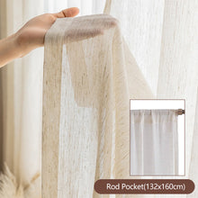 Load image into Gallery viewer, Faux Linen Sheer Curtain Light Filtering Privacy Voile for Living Room Zen Chinese Villa Window Rod Pocket &amp; Tab Top Hanging Breathable Textured Drape
