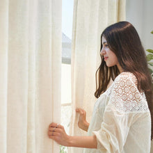 Load image into Gallery viewer, Faux Linen Sheer Curtain Light Filtering Privacy Voile for Living Room Zen Chinese Villa Window Rod Pocket &amp; Tab Top Hanging Breathable Textured Drape
