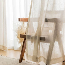 Load image into Gallery viewer, Faux Linen Sheer Curtain Light Filtering Privacy Voile for Living Room Zen Chinese Villa Window Rod Pocket &amp; Tab Top Hanging Breathable Textured Drape
