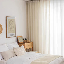 Load image into Gallery viewer, Faux Linen Sheer Curtain Light Filtering Privacy Voile for Living Room Zen Chinese Villa Window Rod Pocket &amp; Tab Top Hanging Breathable Textured Drape
