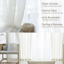 Load image into Gallery viewer, Faux Linen Sheer Curtain Light Filtering Privacy Voile for Living Room Zen Chinese Villa Window Rod Pocket &amp; Tab Top Hanging Breathable Textured Drape
