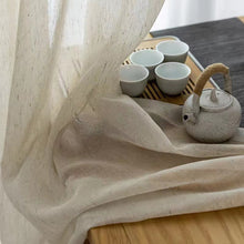 Load image into Gallery viewer, Faux Linen Sheer Curtain Light Filtering Privacy Voile for Living Room Zen Chinese Villa Window Rod Pocket &amp; Tab Top Hanging Breathable Textured Drape
