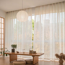 Load image into Gallery viewer, Faux Linen Sheer Curtain Light Filtering Privacy Voile for Living Room Zen Chinese Villa Window Rod Pocket &amp; Tab Top Hanging Breathable Textured Drape

