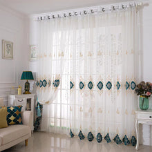 Load image into Gallery viewer, Luxury 3D Flocking Embroidery Sheer Curtains Living Room Bedroom Grommet Top Window Sheer Panel with Raised Velvet Floral Pattern Home Decor
