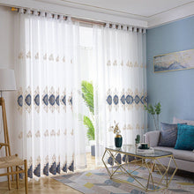 Load image into Gallery viewer, Luxury 3D Flocking Embroidery Sheer Curtains Living Room Bedroom Grommet Top Window Sheer Panel with Raised Velvet Floral Pattern Home Decor
