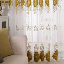 Load image into Gallery viewer, Luxury 3D Flocking Embroidery Sheer Curtains Living Room Bedroom Grommet Top Window Sheer Panel with Raised Velvet Floral Pattern Home Decor
