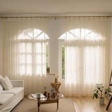 Load image into Gallery viewer, Gilded Sheer Curtain with Metallic Shine Semi-Transparent Grommet Top Window Drapes for Living Room Bedroom Balcony Bay Window Light Luxury Home Decor
