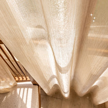 Load image into Gallery viewer, Gilded Sheer Curtain with Metallic Shine Semi-Transparent Grommet Top Window Drapes for Living Room Bedroom Balcony Bay Window Light Luxury Home Decor
