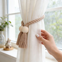 Load image into Gallery viewer, Rustic Wood Magnetic Curtain Tiebacks Strong Magnet Holder for Farmhouse Living Room Bedroom Window Decor Accessories
