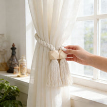 Load image into Gallery viewer, Rustic Wood Magnetic Curtain Tiebacks Strong Magnet Holder for Farmhouse Living Room Bedroom Window Decor Accessories
