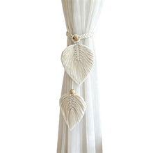Load image into Gallery viewer, Boho Leaf Shape Curtain Holder Handwoven Cotton Rope Curtain Tieback for Living Room Bedroom Balcony Home Decor Accessory
