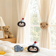 Load image into Gallery viewer, Cute Penguin &amp; Fish Curtain Tieback Soft Fabric Curtain Holder for Bedroom Living Room Sheer Curtains Kawaii Home Decorative Accessory
