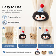 Load image into Gallery viewer, Cute Penguin &amp; Fish Curtain Tieback Soft Fabric Curtain Holder for Bedroom Living Room Sheer Curtains Kawaii Home Decorative Accessory
