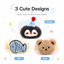 Load image into Gallery viewer, Cute Penguin &amp; Fish Curtain Tieback Soft Fabric Curtain Holder for Bedroom Living Room Sheer Curtains Kawaii Home Decorative Accessory
