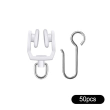 Load image into Gallery viewer, 10/30/50 Sets Bendable Curved Curtain Track Roller Set Silent Steel Rail Glider Kit Metal Hooks for Shower Curtain L-Shape U-Shape Window
