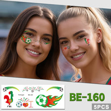 Load image into Gallery viewer, 5sheets Football Temporary Tattoos for Football Face Tattoo Stickers Disposable Soccer Sports Fans Waterproof Face Tattoo Party Favors
