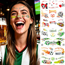 Load image into Gallery viewer, 5sheets Football Temporary Tattoos for Football Face Tattoo Stickers Disposable Soccer Sports Fans Waterproof Face Tattoo Party Favors
