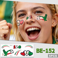 Load image into Gallery viewer, 5sheets Football Temporary Tattoos for Football Face Tattoo Stickers Disposable Soccer Sports Fans Waterproof Face Tattoo Party Favors
