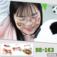 Load image into Gallery viewer, 5sheets Football Temporary Tattoos for Football Face Tattoo Stickers Disposable Soccer Sports Fans Waterproof Face Tattoo Party Favors

