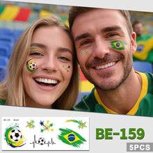 Load image into Gallery viewer, 5sheets Football Temporary Tattoos for Football Face Tattoo Stickers Disposable Soccer Sports Fans Waterproof Face Tattoo Party Favors
