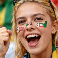 Load image into Gallery viewer, 5sheets Football Temporary Tattoos for Football Face Tattoo Stickers Disposable Soccer Sports Fans Waterproof Face Tattoo Party Favors
