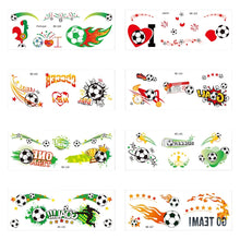 Load image into Gallery viewer, 5sheets Football Temporary Tattoos for Football Face Tattoo Stickers Disposable Soccer Sports Fans Waterproof Face Tattoo Party Favors
