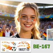 Load image into Gallery viewer, 5sheets Football Temporary Tattoos for Football Face Tattoo Stickers Disposable Soccer Sports Fans Waterproof Face Tattoo Party Favors
