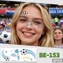 Load image into Gallery viewer, 5sheets Football Temporary Tattoos for Football Face Tattoo Stickers Disposable Soccer Sports Fans Waterproof Face Tattoo Party Favors
