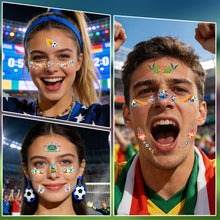 Load image into Gallery viewer, 12sheets Waterproof Football Temporary Tattoos for Football Facial Stickers Disposable Soccer Sports Fans Face Tattoo Party Sticker

