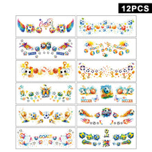 Load image into Gallery viewer, 12sheets Waterproof Football Temporary Tattoos for Football Facial Stickers Disposable Soccer Sports Fans Face Tattoo Party Sticker
