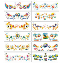 Load image into Gallery viewer, 12sheets Waterproof Football Temporary Tattoos for Football Facial Stickers Disposable Soccer Sports Fans Face Tattoo Party Sticker
