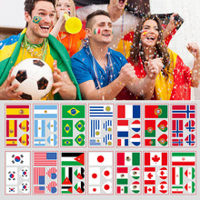 Load image into Gallery viewer, 10 Sheets National Flag Temporary Face Stickers for Football Soccer Sports Games Fans Party Win Goal Face Tattoo Stickers
