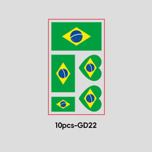 Load image into Gallery viewer, 10 Sheets National Flag Temporary Face Stickers for Football Soccer Sports Games Fans Party Win Goal Face Tattoo Stickers

