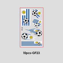 Load image into Gallery viewer, 10 Sheets Win Goal National Flag Temporary Face Stickers for Soccer Football Sports Games Fans Party Face Makeup Tattoo Stickers
