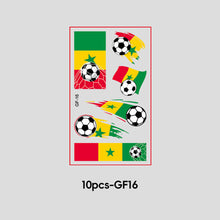 Load image into Gallery viewer, 10 Sheets Win Goal National Flag Temporary Face Stickers for Soccer Football Sports Games Fans Party Face Makeup Tattoo Stickers
