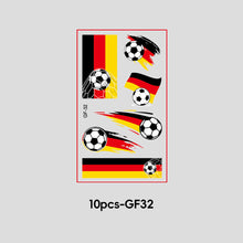 Load image into Gallery viewer, 10 Sheets Win Goal National Flag Temporary Face Stickers for Soccer Football Sports Games Fans Party Face Makeup Tattoo Stickers
