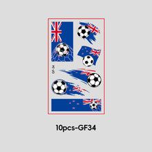 Load image into Gallery viewer, 10 Sheets Win Goal National Flag Temporary Face Stickers for Soccer Football Sports Games Fans Party Face Makeup Tattoo Stickers
