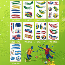 Load image into Gallery viewer, 10sheets Rainbow Waterproof Football Fest Temporary Tattoos Soccer Goal Win Facial Stickers Football Sports Fans Face Tattoo Party Sticker
