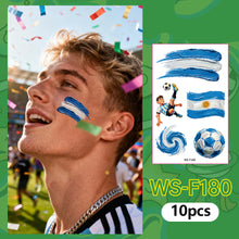 Load image into Gallery viewer, 10sheets Rainbow Waterproof Football Fest Temporary Tattoos Soccer Goal Win Facial Stickers Football Sports Fans Face Tattoo Party Sticker
